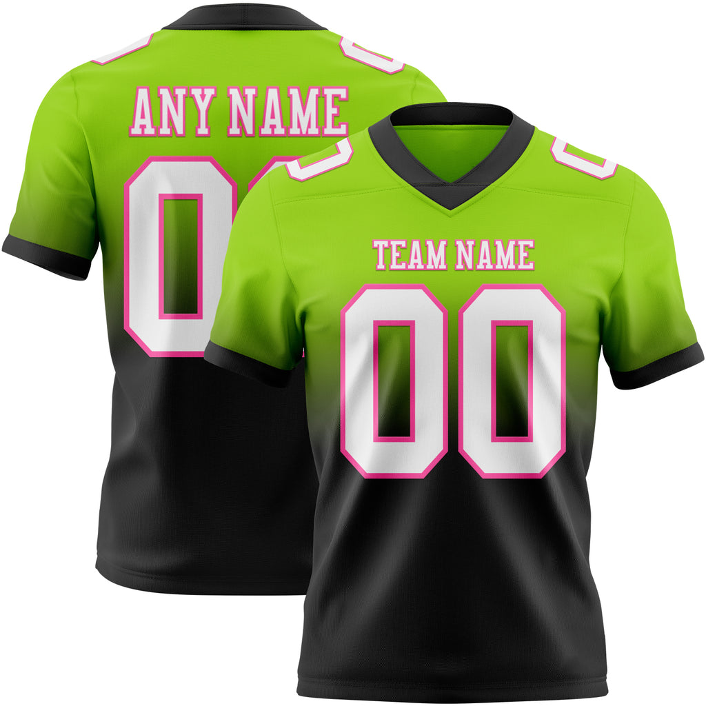 Custom Neon Green White Black-Pink Mesh Authentic Fade Fashion Football Jersey