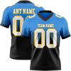 Custom Powder Blue White Black-Gold Authentic Fade Fashion Football Jersey