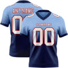 Custom Light Blue White Navy-Red Authentic Fade Fashion Football Jersey