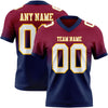Custom Maroon White Navy-Gold Authentic Fade Fashion Football Jersey