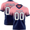 Custom Medium Pink White-Navy Authentic Fade Fashion Football Jersey