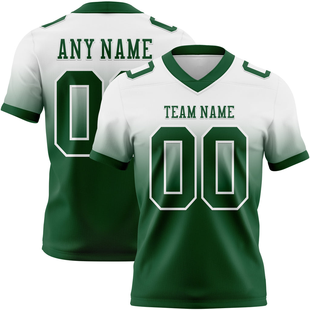 Custom White Green Mesh Authentic Fade Fashion Football Jersey