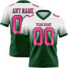 Custom White Pink-Green Authentic Fade Fashion Football Jersey