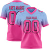 Custom Light Blue Pink-Black Authentic Fade Fashion Football Jersey