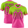 Custom Neon Green Pink-Black Authentic Fade Fashion Football Jersey