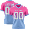 Custom Pink White-Light Blue Authentic Fade Fashion Football Jersey