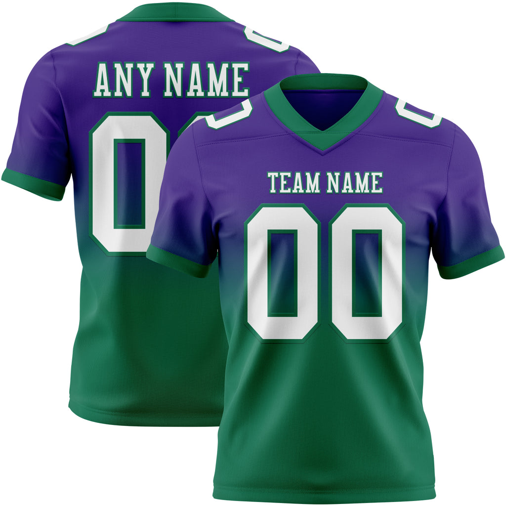 Custom Purple White-Kelly Green Authentic Fade Fashion Football Jersey