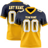 Custom Navy White-Gold Authentic Fade Fashion Football Jersey