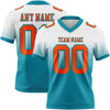 Custom White Orange-Teal Authentic Fade Fashion Football Jersey