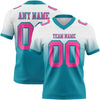 Custom White Pink-Teal Authentic Fade Fashion Football Jersey