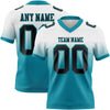 Custom White Black-Teal Authentic Fade Fashion Football Jersey