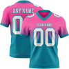 Custom Pink White-Teal Authentic Fade Fashion Football Jersey