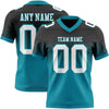 Custom Black White-Teal Authentic Fade Fashion Football Jersey