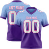 Custom Light Blue White Purple-Pink Authentic Fade Fashion Football Jersey
