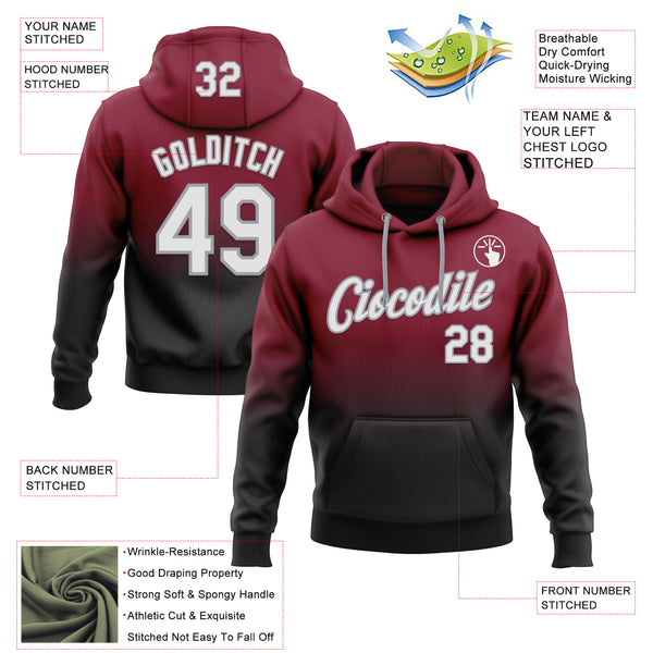 Custom Stitched Crimson White Black-Gray Fade Fashion Sports Pullover Sweatshirt Hoodie