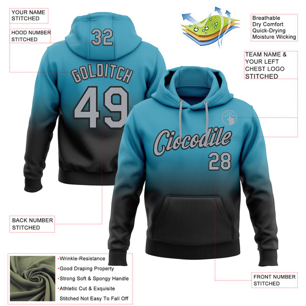 Custom Stitched Panther Blue Gray-Black Fade Fashion Sports Pullover Sweatshirt Hoodie