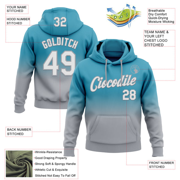 Custom Stitched Panther Blue White-Gray Fade Fashion Sports Pullover Sweatshirt Hoodie