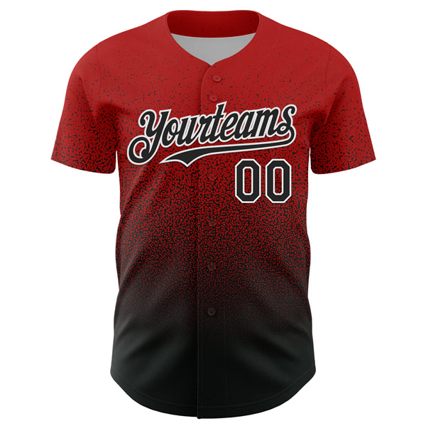 Custom Red Black-White Fade Fashion Speckle Authentic Baseball Jersey