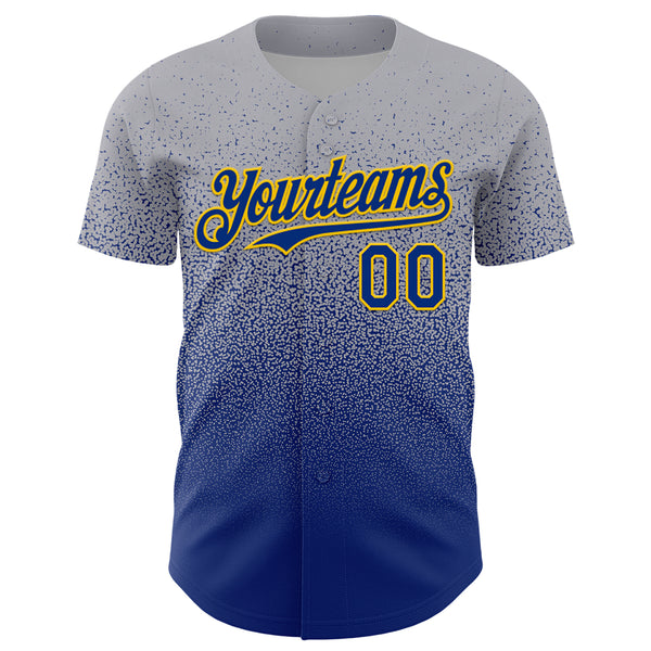 Custom Gray Royal-Gold Fade Fashion Speckle Authentic Baseball Jersey