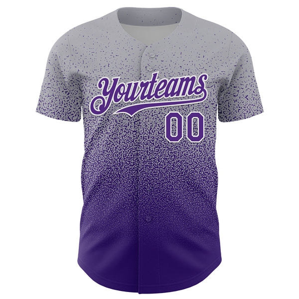 Custom Gray Purple-White Fade Fashion Speckle Authentic Baseball Jersey