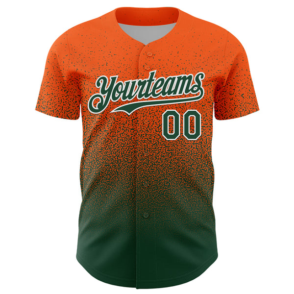 Custom Orange Green-White Fade Fashion Speckle Authentic Baseball Jersey