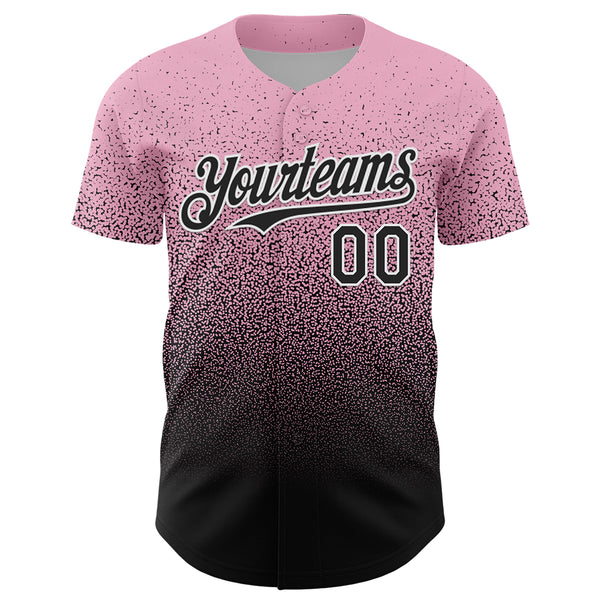 Custom Light Pink Black-White Fade Fashion Speckle Authentic Baseball Jersey