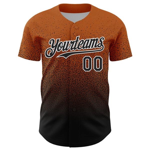 Custom Bay Orange Black-White Fade Fashion Speckle Authentic Baseball Jersey
