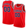 Custom Fire Red Navy-White Authentic Basketball Jersey