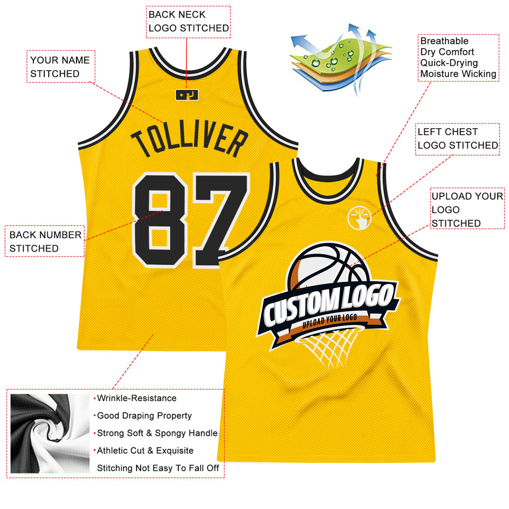 black white and gold basketball jersey