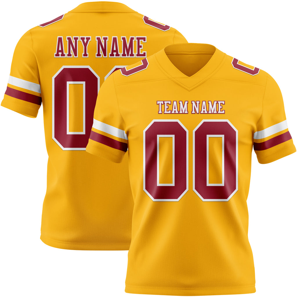 Custom Gold Cardinal-White Mesh Authentic Football Jersey