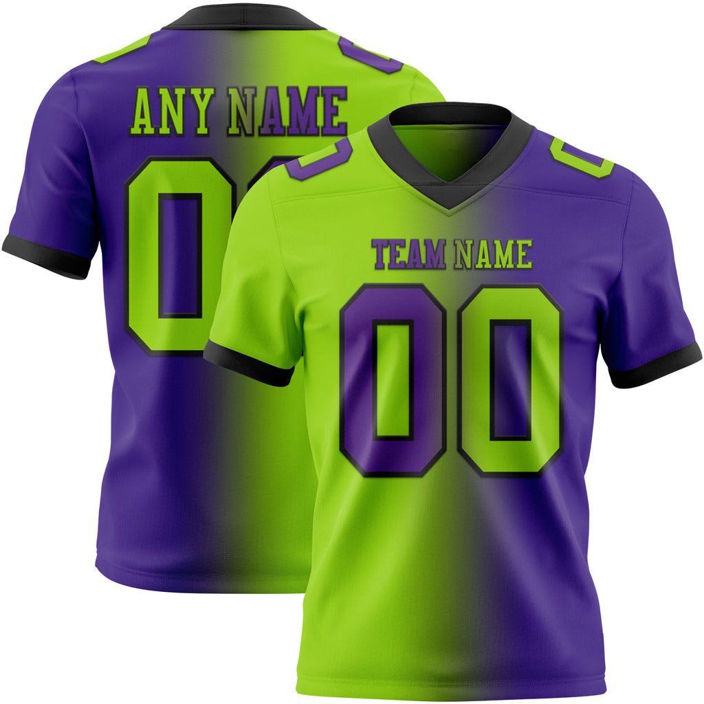 Custom Purple Neon Green-Black Authentic Gradient Fashion Football Jersey