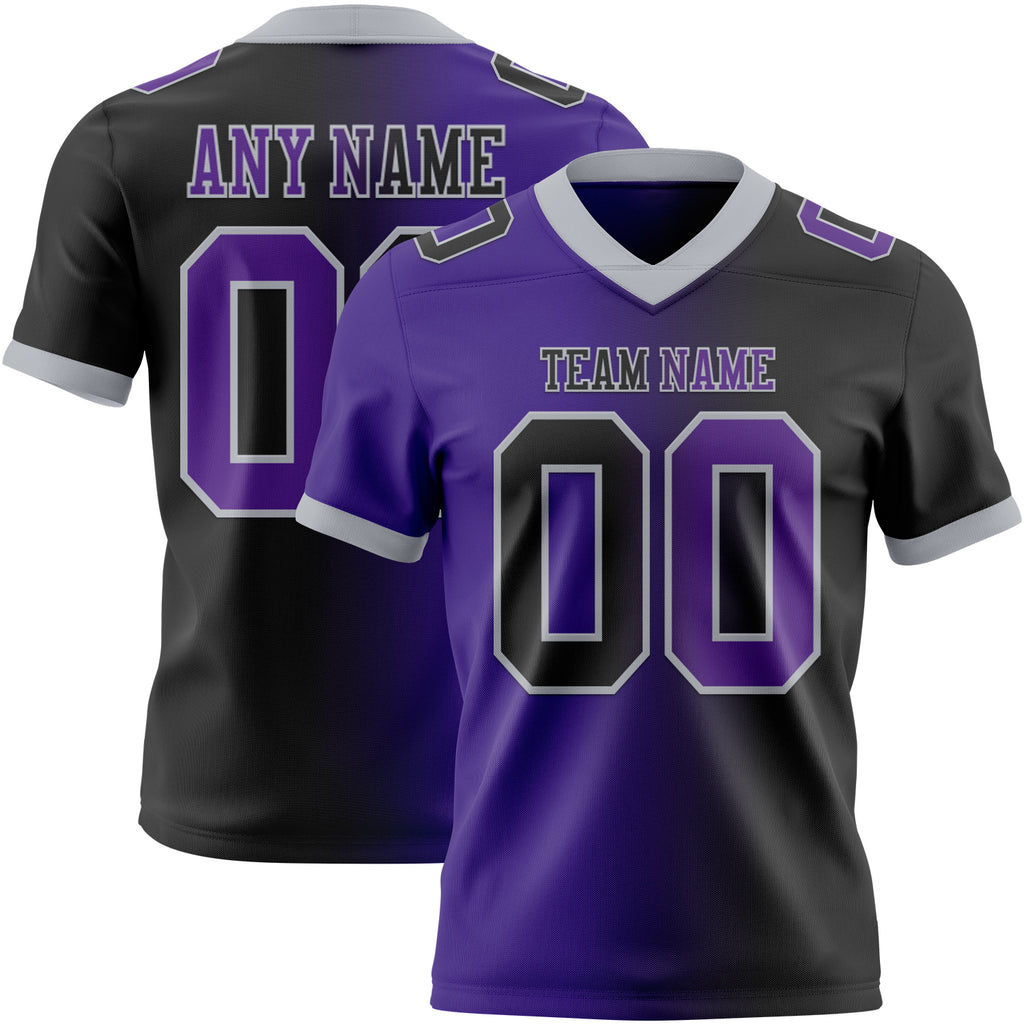 Custom Black Purple-Gray Authentic Gradient Fashion Football Jersey