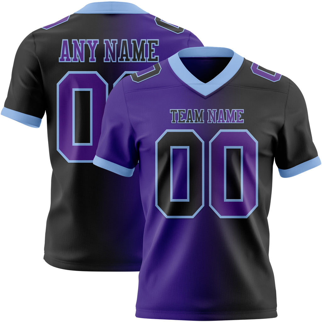 Custom Black Purple-Light Blue Authentic Gradient Fashion Football Jersey