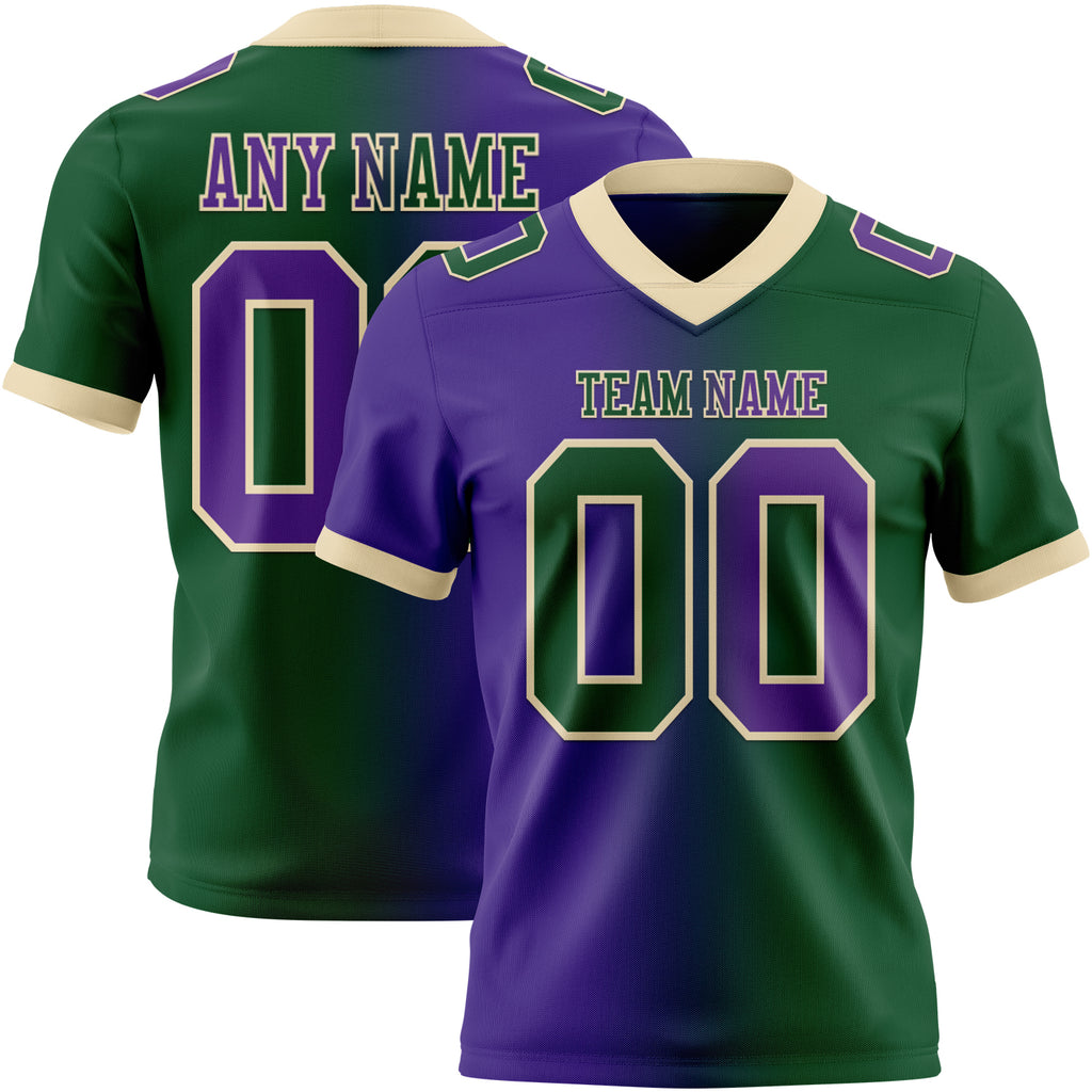 Custom Green Purple-Cream Authentic Gradient Fashion Football Jersey