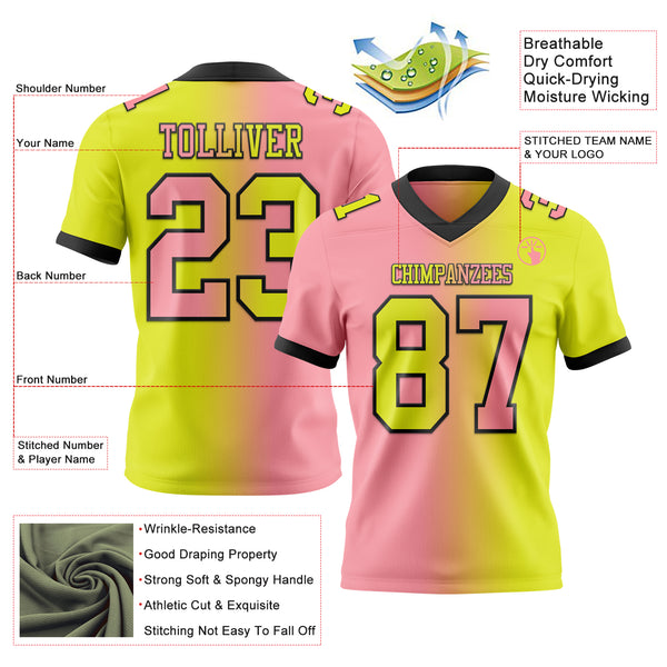 Custom Neon Yellow Medium Pink-Black Authentic Gradient Fashion Football Jersey