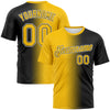 Custom Black Yellow-White Gradient Fashion Performance T-Shirt