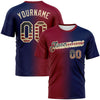 Custom Navy Vintage USA Flag Maroon-Cream Gradient Fashion Performance T-Shirt