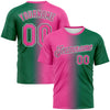 Custom Kelly Green Pink-White Gradient Fashion Performance T-Shirt