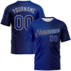 Custom Navy Royal-Gray Gradient Fashion Performance T-Shirt