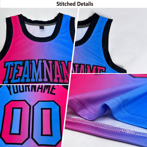 Custom Red Steel Gray-Light Blue Authentic Gradient Fashion Basketball Jersey