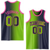 Custom Navy Neon Green-Pink Authentic Gradient Fashion Basketball Jersey