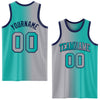 Custom Aqua Gray-Navy Authentic Gradient Fashion Basketball Jersey