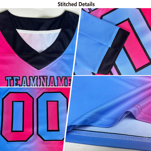 Custom Purple Pink-Black Authentic Gradient Fashion Scratch Football Jersey