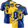 Custom Royal Yellow-Black Authentic Gradient Fashion Scratch Football Jersey