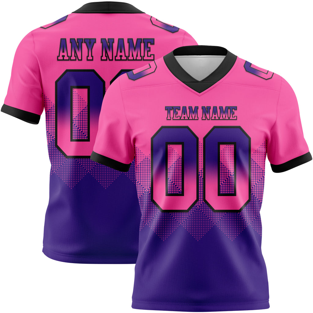 Custom Pink Purple-Black Authentic Gradient Square Shape 7V7 Flag Football Jersey