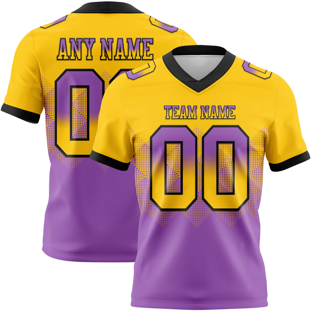 Custom Yellow Medium Purple-Black Mesh Authentic Gradient Square Shape Flag Football Jersey