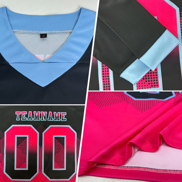 Custom Light Blue Purple-Pink Authentic Gradient Square Shape 7V7 Flag Football Jersey
