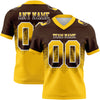 Custom Brown Yellow-White Authentic Gradient Square Shape Flag Football Jersey
