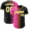 Custom Black White Pink-Yellow Authentic Gradient Fashion Baseball Jersey