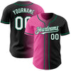 Custom Black White Pink-Kelly Green Authentic Gradient Fashion Baseball Jersey